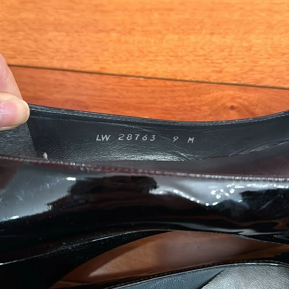 Stuart Weitzman Black Patent Leather Peep Toe Pumps‎ Size 9